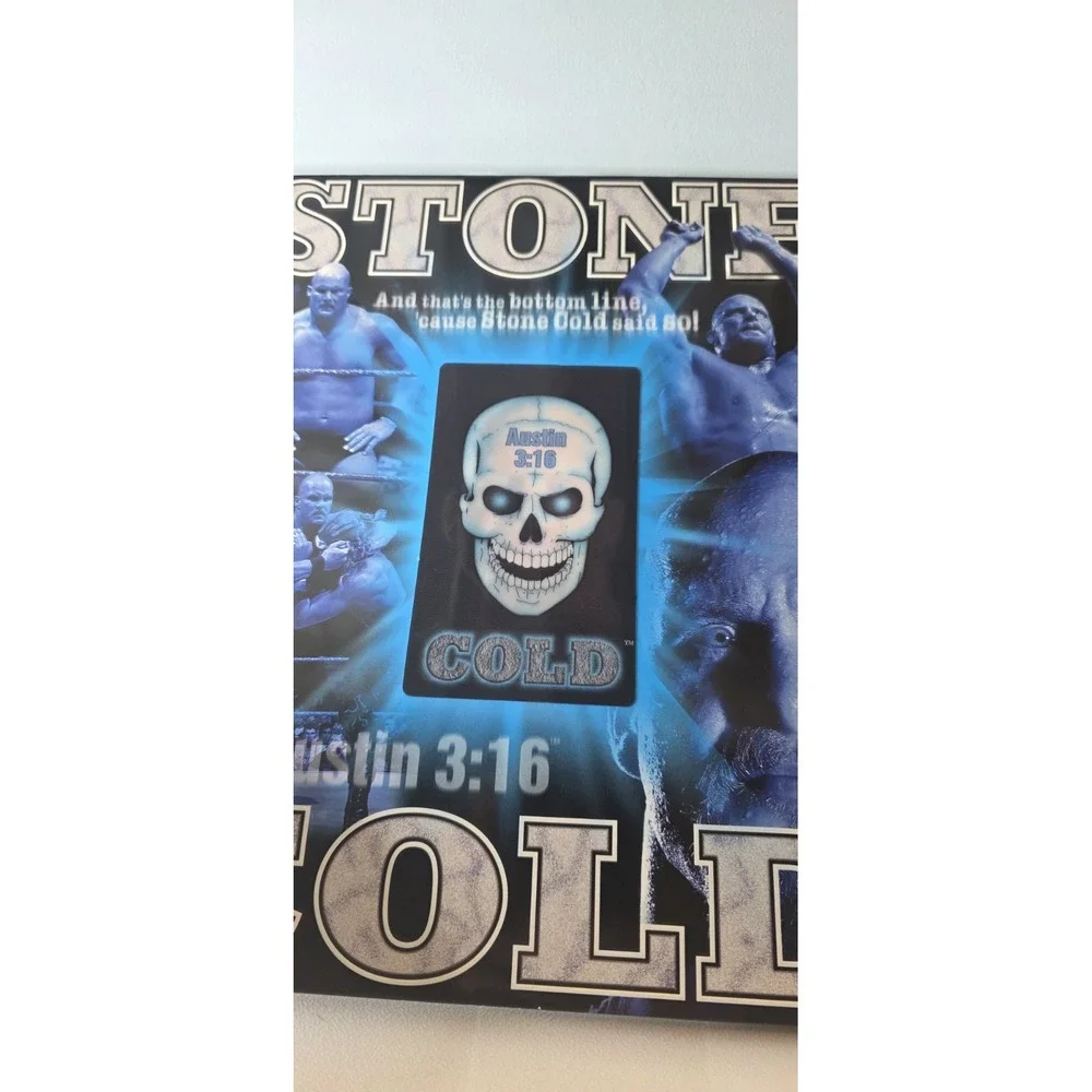 Vintage 1998 WWF Stone Cold Steve Austin Holographic 2 Folder Unpunched WWE 90's